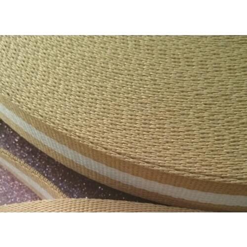 Light khaki white interwoven ribbon 25mm