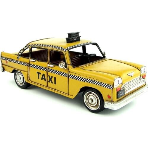 The New York taxis Wrought Iron Handicraft Vintage Car Model Decoration Crafts Ornaments Bar Old Birthday Gift Decoration