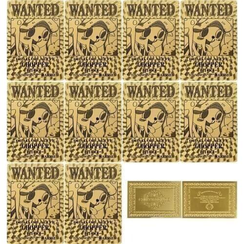 Japanese Animation Wanted Card Chopper Gold Medal Collection with Plastic Card Art Craft