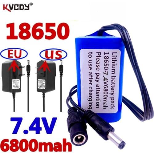 Protect 7.4 V 6800 mAh 8.4 V 18650 Li-lon Battery bike lights Head lamp special battery pack DC 5.5MM + 8.4V1A Charger