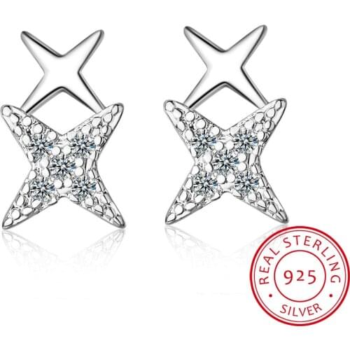 Prevent Allergy 925 Sterling Silver Micro Pave Zirconia Star Earrings For Women Gift pendientes oorbellen S-E934