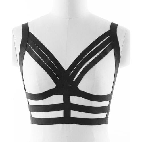 11.11 Woman Rave Harness Bra Gothic Bondage Lingerie Body Harness Belt Festival Sexy Body Cage Punk Rave Edgy Cage Bra
