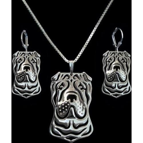 Womens Chinese Shar Pei Jewelry Set Lovers Alloy Pet Dog Jewelry Set Drop Shipping