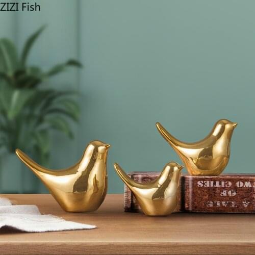Golden Bird Ceramic Ornaments Animal Sculpture Decoration Living Room Bedroom Decoration Crafts Northern Europe Home Art