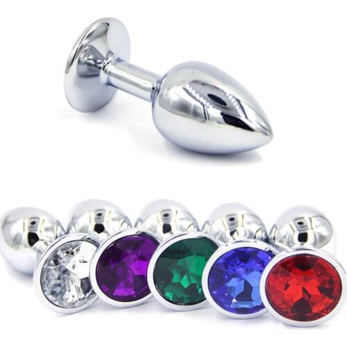 1 pcs Small Size Metal Crystal Anal Plug Stainless Steel Booty Beads Jewelled Anal Butt Plug Sex Toys Products for Men Couples