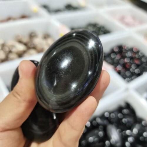 1pcs Natural Crystal stone Palm stone colorful rainbow obsidian Palm stone Very beautiful quartz minerals