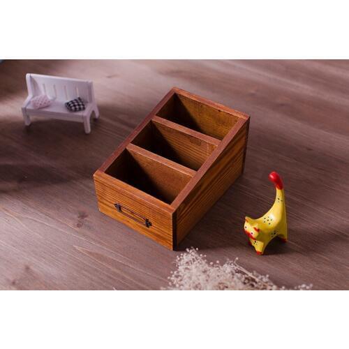 1PC Zakka wooden box wooden grocery Retro Old Postcard Stationery small wood storage box JL 0934