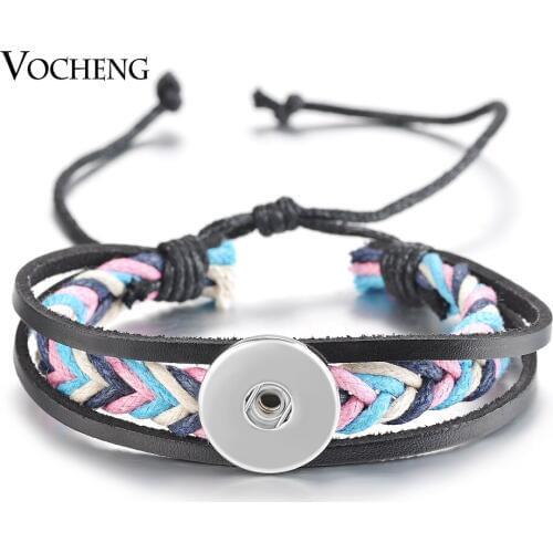 10PCS/Lot Wholesale 18mm Vocheng Snap Genuine Leather Bracelet 2 Colors Braid Interchangeable Jewelry NN-512*10 Free Shipping