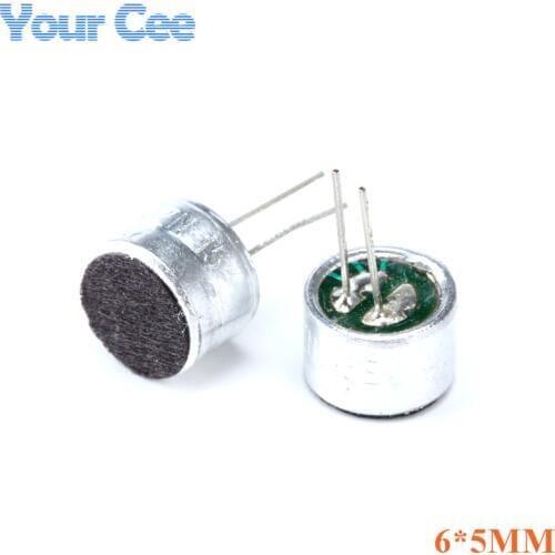 100 pcs With Pins 6*5mm Capacitive Electret Microphone Pick-Up Sensitivity 52D Microphone Condenser