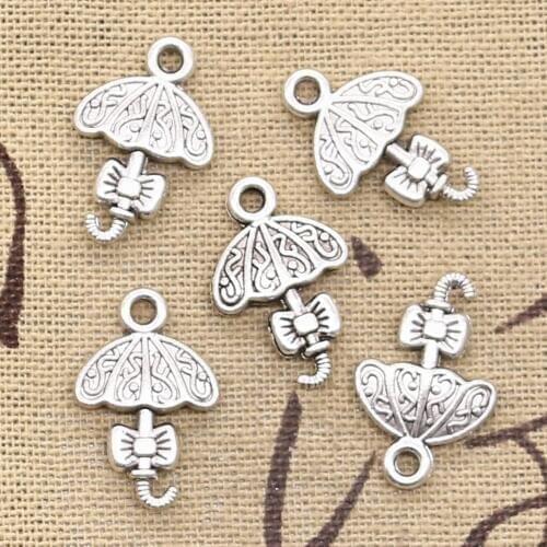 15pcs Charms Umbrella Bumbershoot 21x13mm Antique Tibetan Silver Color Pendant Findings Accessories DIY Vintage Choker Jewelry
