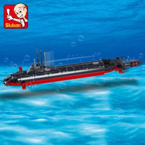 193PCS SLuban 0391 Military Nuclear Submarine Aircraft Carrier Submarine Small Particle Assembled Building Blocks Toys Gifts