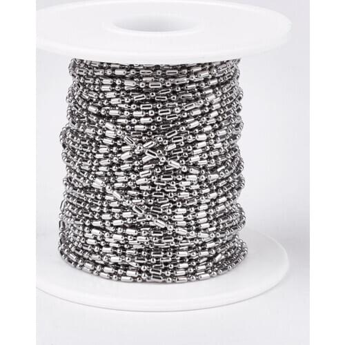 20m/roll Handmade Stainless Steel Ball Chains Soldered Oval & Round Beads Link Chains For DIY Jewelry Making Findings 3x1.6mm