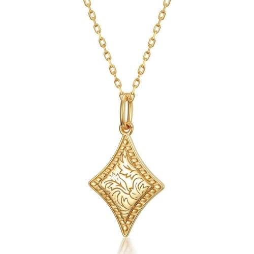 2020 retro classic decorative pattern diamond geometric four pentagram necklace pendant female s925 pure silver plating