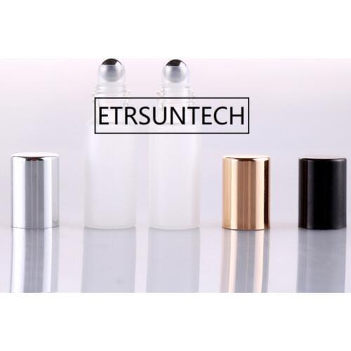 5ml 10ml Clear Frosted Frosting Glass Roll On Essential Oil Empty Perfume Bottle Stainless Steel Roller Ball Refillable Makeup