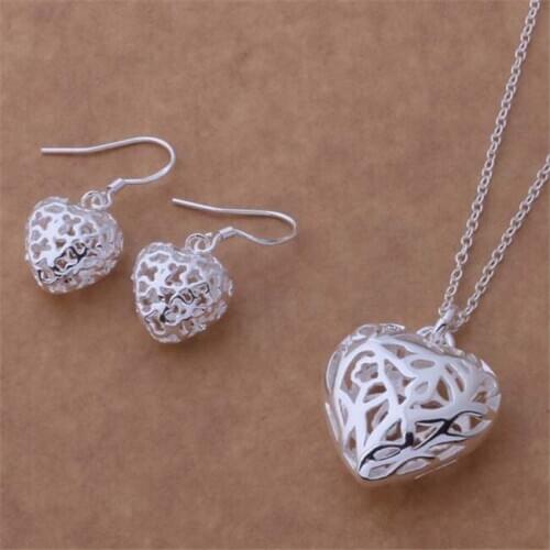 AS236 Hot Sale Silver Plated Color Jewelry Sets For Women Wholesale High Quality Classic Earring 316 + Necklace 335