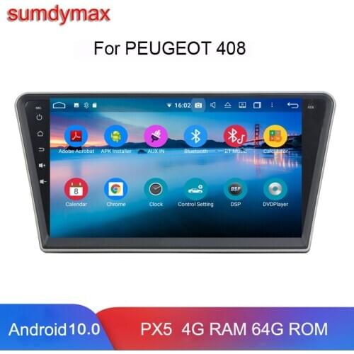 10.1inch Android 10 car multimedia player for 408 PG 408 with gps glonass carplay car audio stereo 8core 4g ram 64g rom