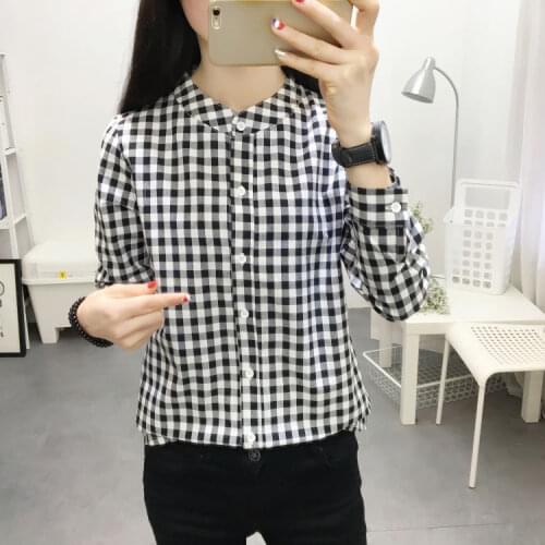 Blouse Women Shirt Plaid Womens Long-Sleeved Loose Spring Shirt Womens Top Blusas Mujer De Moda