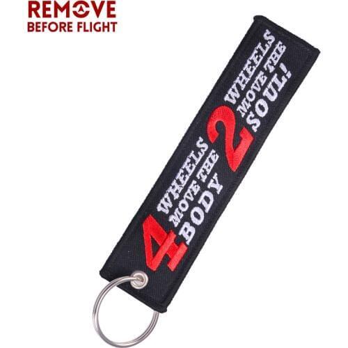 Motorcycle KeyChain 4 Wheels Move the Body 2 Wheels Move the Soul Embroidery Keychain Ring Tags Chain for Bikers Gifts 1PC