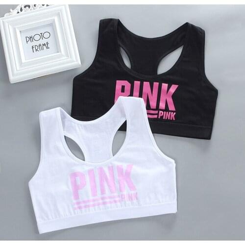 Girls Bra Black and white double-layer middle and large childrens half length vest with cotton underwear for bra