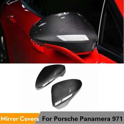 For Porsche Panamera 971 2017 - 2019 Carbon Fiber Side Mirror Cover Add on Style Rear View Mirror Cover 2pcs