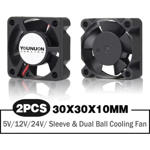 2 Pieces Dual Ball Bearing/Sleeve Bearing 30x30x10mm 3cm DC 5V/12V/24V Cooling Fan For DC Printer Cooling Cooler