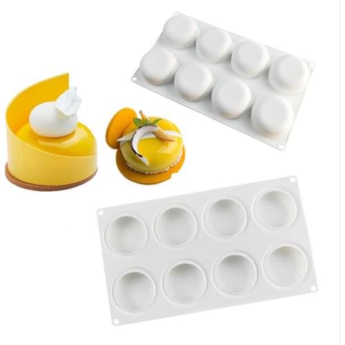 6/8/28Cavity Oblate Shaped Silicone Mold Round Cake Mousse Mold Baking Tray Chocolate Dessert Baking Pan Cake Decorating Tools