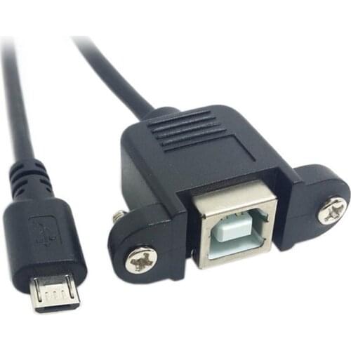 Micro USB 5pin Male to USB B Female Panel Mount Type Cable 30cm 50cm with Screws
