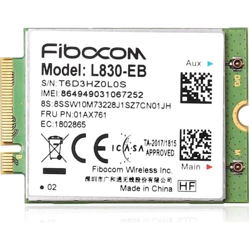 Fibocom L830-EB WWAN Card For Lenovo Thinkpad X280 T480 T580 P52s L480 L580 T490 T590 P53s T490s X390 L490 L590 01AX761