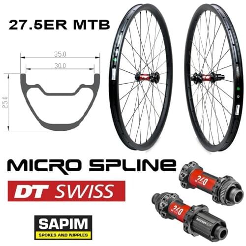 27.5er Mountain Bike Wheels 11 Speed 36T DT Swiss 240 Hub Sapim Spokes 35*25mm Tubeless Ready 650B Carbon MTB Wheelset