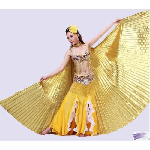 Wings for oriental dances Women fan gold wings belly dance accessories gloden cloak for dance