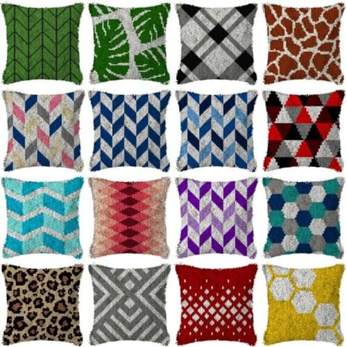 Leaves Latch Hook Kit Make Cushion Flamingo Canvas Crochet Pillow Case Latch Hook Cushion Cover Arts & Craft