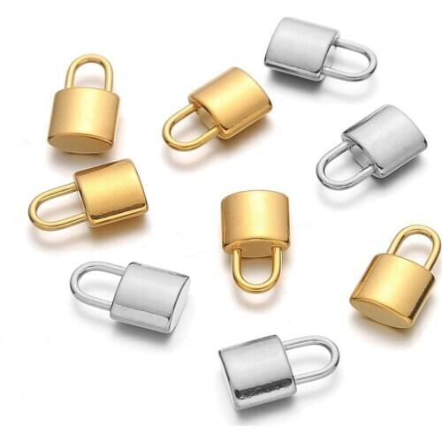 Small Stainless Steel 10*17mm Padlock Charm DIY Lock Jewelry Pendant for Necklace Wholesale 50pcs
