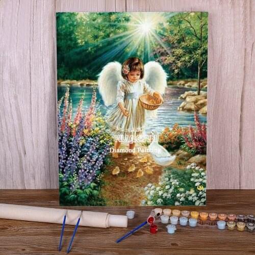Angel Kids Farmhouse Coloring By Numbers Painting Complete Kit Acrylic Paints 40*50 Paiting By Numbers New Design Handiwork