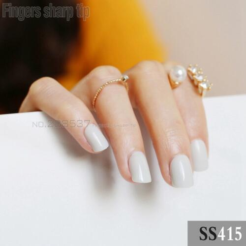 2017 new 24pcs false nails gray white candy short paragraph round square head comfortable multicolor all wrapped SS415