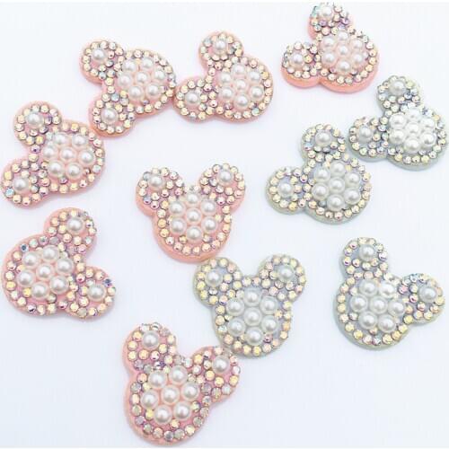 Non-woven Fabric Rhinestone Pearl Bear Patches for Clothing Glue Sew on Clothes Applique DIY Hat Shoes Headwear Hair Clips Decor