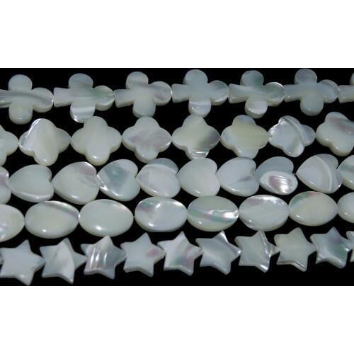 Wholesale Heart-Shaped Clover White Natural Pearl Shell Stone Loose Spacer Beads For Jewelry Making DIY Bracelet Necklace Strand