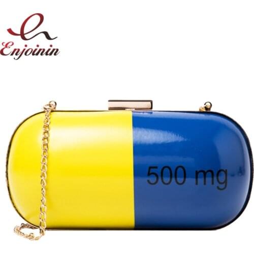 Transparent Oval Pill Design Women Funny Purses and Handbags Clutch Bag Shoulder Chain Bag Cross body Bag Designer Bag Tote Bag