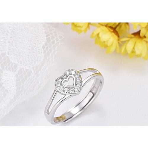 Peach heart s925 silver heart-shaped ring opening ring girl jewelry contracted hand act the role of valentines day