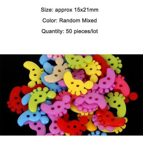 Random Mixed Cartoon Foot Plastic Decorative Buttons For Sewing Clothing garment DIY Scrapbooking Craft home decor 50pcs 15x21mm