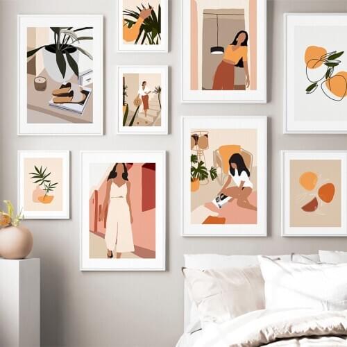 Modern Unique Plants Abstract Women Canvas Painting Wall Art Posters and Prints for Living Room Home Decoration NO FRAME