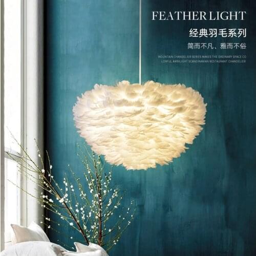 Loft Modern white nature Goose feather Pendant Lights romantic E27 led pendant lamps for home restaurant bedroom living room