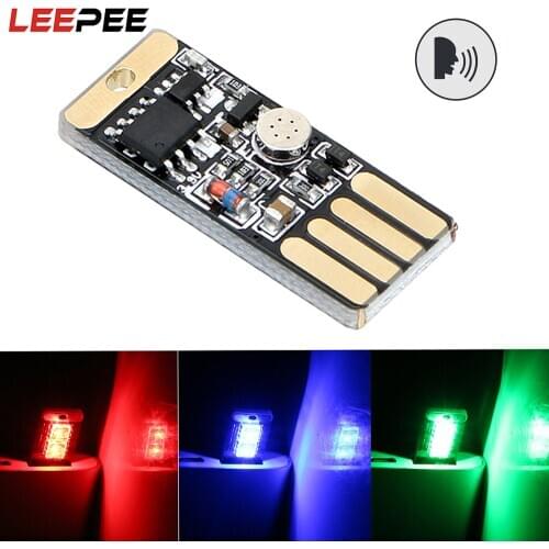 LEEPEE Car LED Atmosphere Light RGB Music Rhythm Light Touch and Sound Control With USB Socket Auto Decorative Lamp Car Styling
