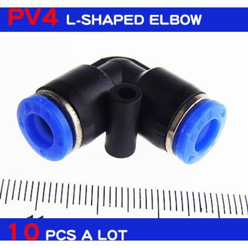 HIGH QUALITY 10pcs PV4 4mm ID Pneumatic Connectors Elbow Fitting Equal L-shape