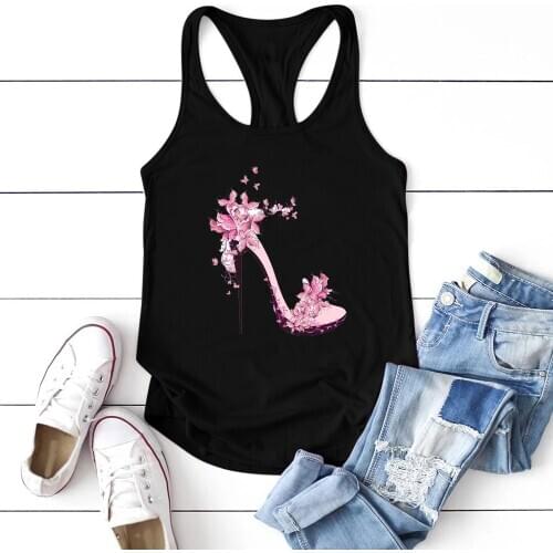 2020 Casual High-heeled Shoe Butterflies Print Tank Top Women Sleeveless Summer Vest Fashion Ladies Tank Top Harajuku Ropa Mujer