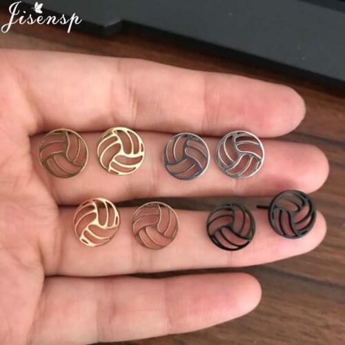 Stainless Steel Volleyball Stud Earrings Women Men Fashion Sports Jewelry Hollow Basketball Earrings Piercing Earing Club Gifts