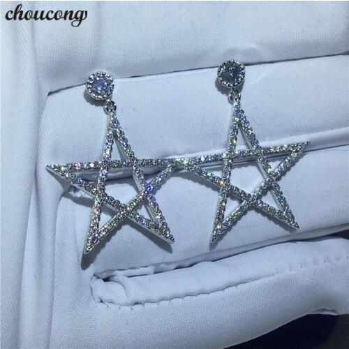 Choucong Star Shape Drop earrings AAAAA zircon cz 925 sterling silver Party Wedding Dangle Earrings for women fashion jewelry