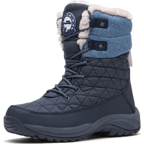 TNTN Winter Hiking Boots Waterproof Snow Shoes Men Women Snowproof Shoes Warm Fleece Windproof High Ankle Boots Outdoor Sneakers