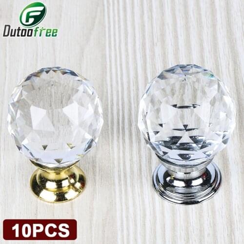 Crystal Glass Handle Door Knobs 25-40mm in brass for Kitchen Cabinet Drawer Wardrobe Cupboard Dresser High Quality
