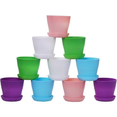 10 Pcs Plastic Planters Indoor Flower Plant Pots, Mini Flower Seedlings Nursery Pot/Planter/Flower Pot with Pallet