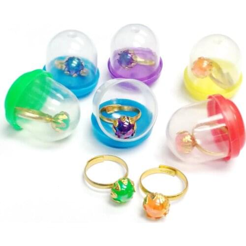 12 pcs 1" capsule filled with golden color big gem rings Brain Teaser Pinata Bag Filler Loot Toy vending Favors Birthday Party